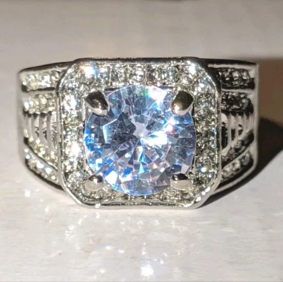 Classic Men's Dazzling 3CT Round Cut Lab Created DiamondEngagement Ring